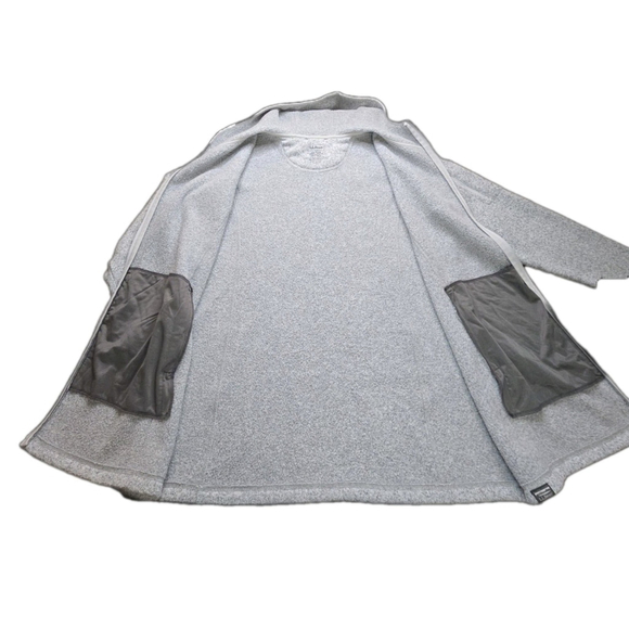 L.L.Bean Sweater Fleece Coat 1X Plus Gray Hooded Longline Jacket Zip Pockets - Picture 8 of 11